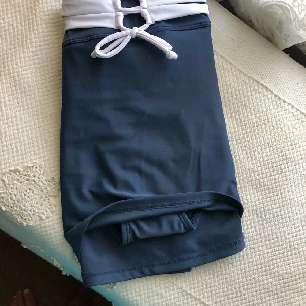 Stylish Blue and White Women's swimsuit skirt - Picture 7 of 9